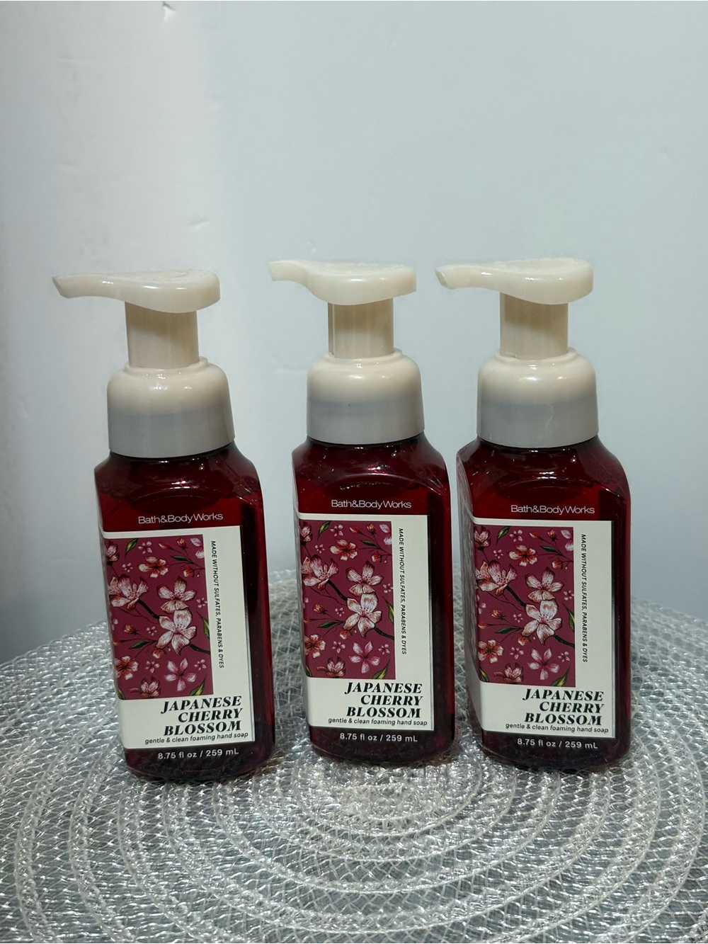 BBW Japanese Cherry Blossom Foaming Hand Soap Set of 3 NWT